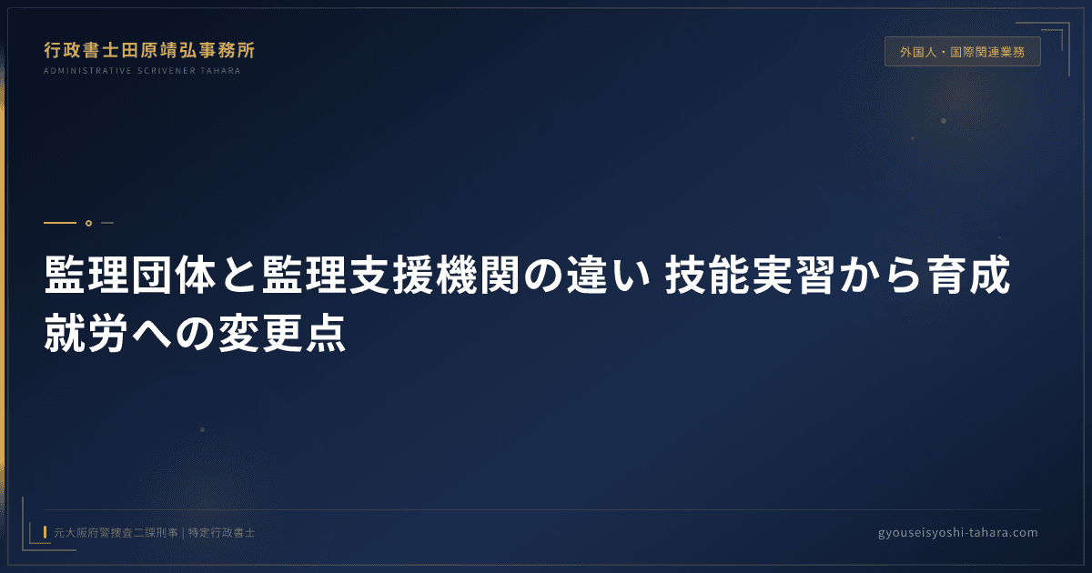 監理団体と監理支援機関の違いとは?技能実習から育成就労への変更点を解説